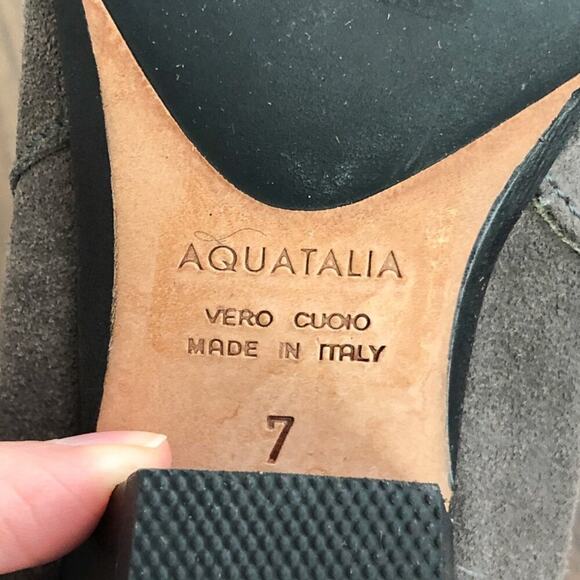 Aquatalia Suede Ankle Bootie Almond Toe Fionna Leather Made in Italy Size 7 Gray - Picture 14 of 16